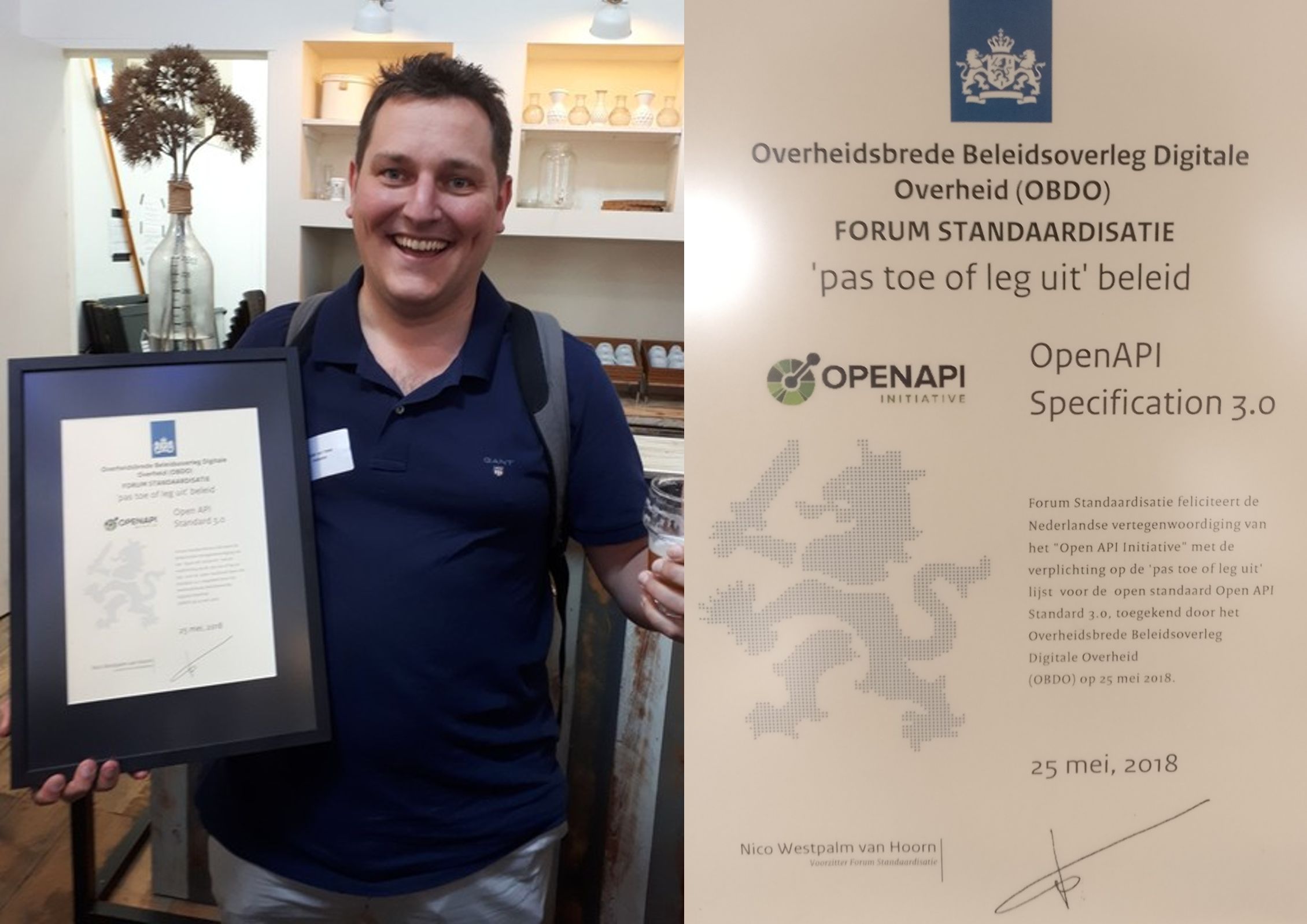 Ondergetekende met het bewijs dat OpenAPI verplicht werd gesteld voor REST API&#39;s van de overheid, ruim zeven jaar geleden.